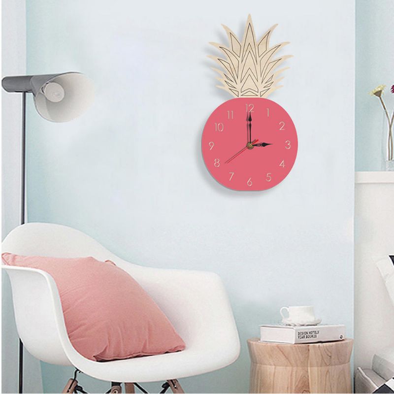 Reloj De Pared De Piña De Frutas Creativas Reloj De Madera Acrílico Para Sala De Estar Dormitorio De Niños Dibujos Animados Decorativos