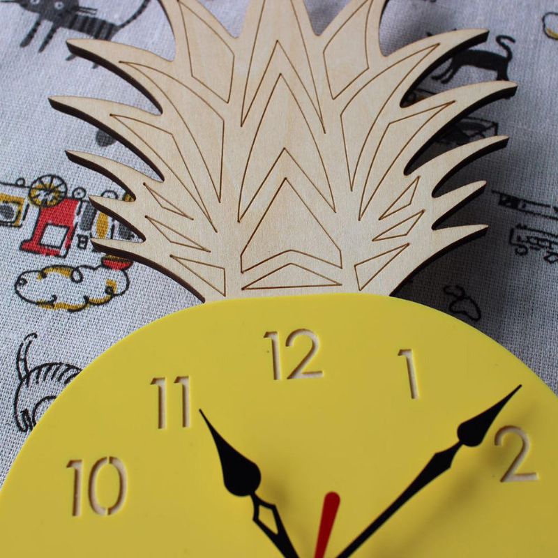 Reloj De Pared De Piña De Frutas Creativas Reloj De Madera Acrílico Para Sala De Estar Dormitorio De Niños Dibujos Animados Decorativos