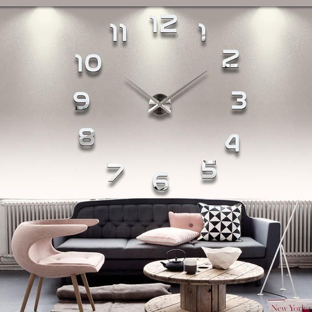 Reloj De Pared Sin Marco 3d Moderno Mute Superficie De Espejo Grande Sala De Bricolaje Decoraciones De Oficina En Casa