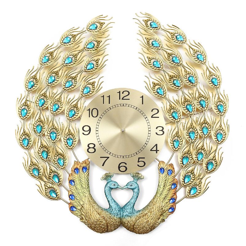 Reloj De Pavo Real De Lujo De Cristal 3d Reloj Decorativo De Arte Moderno Creativo Reloj De Cuarzo De Pared Silencioso