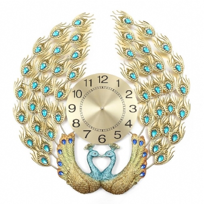 Reloj De Pavo Real De Lujo De Cristal 3d Reloj Decorativo De Arte Moderno Creativo Reloj De Cuarzo De Pared Silencioso