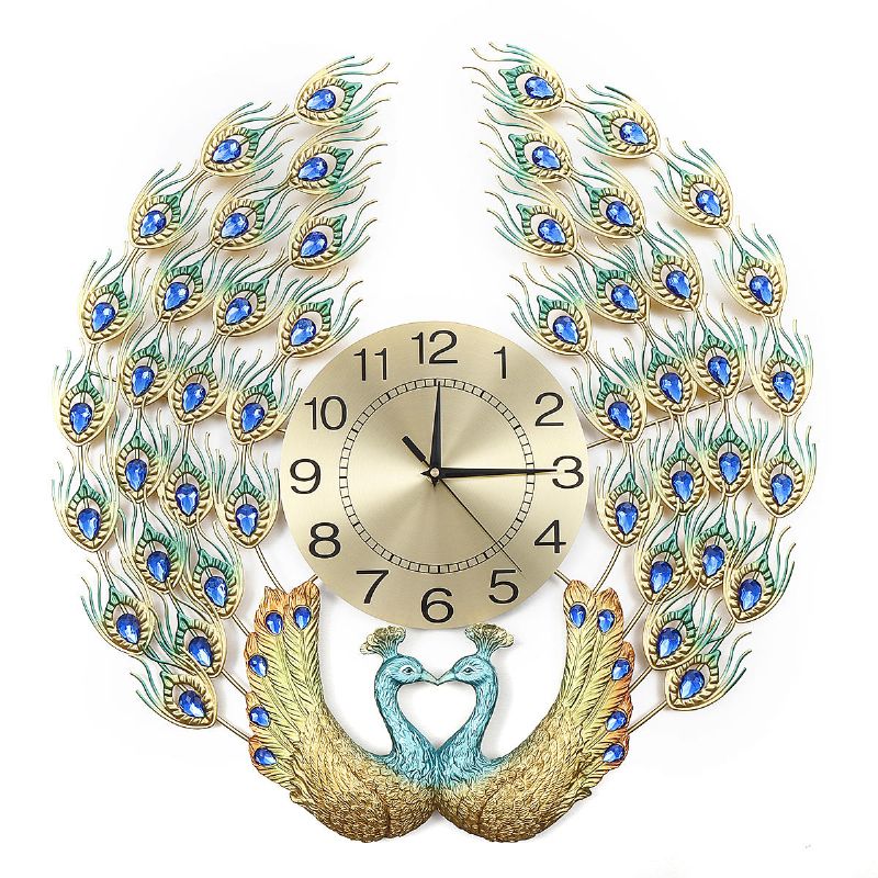 Reloj De Pavo Real De Lujo De Cristal 3d Reloj Decorativo De Arte Moderno Creativo Reloj De Cuarzo De Pared Silencioso