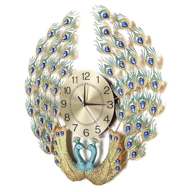 Reloj De Pavo Real De Lujo De Cristal 3d Reloj Decorativo De Arte Moderno Creativo Reloj De Cuarzo De Pared Silencioso