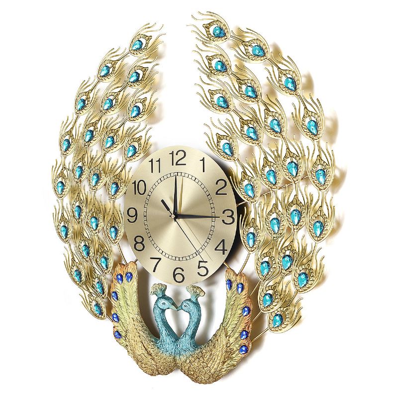 Reloj De Pavo Real De Lujo De Cristal 3d Reloj Decorativo De Arte Moderno Creativo Reloj De Cuarzo De Pared Silencioso