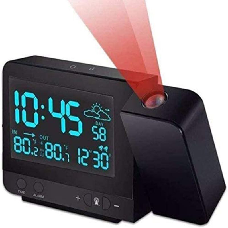 Reloj De Proyección Digital Pantalla Led Atenuador Cargador Usb Reloj Despertador Con Termómetro Interior Al Aire Libre Para El Reloj De Decoración Del Dormitorio Del Hogar