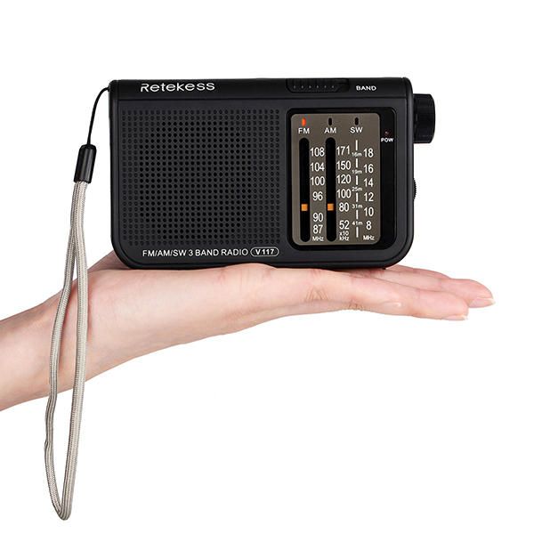 Retekess V-117 Fm Am Sw Radio De 3 Bandas Funciona Con Pilas Funciona Con 2 Pilas Aa Transistor Radio Jack Receptor De Radio De Emergencia Estación De Radio Portátil