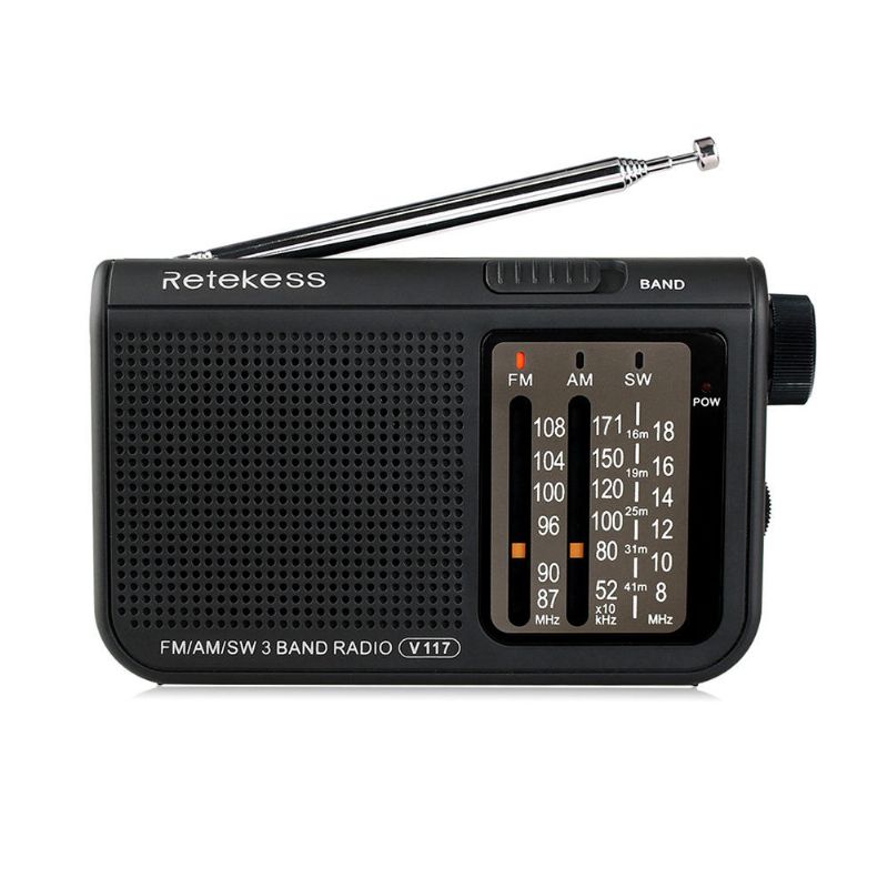 Retekess V-117 Fm Am Sw Radio De 3 Bandas Funciona Con Pilas Funciona Con 2 Pilas Aa Transistor Radio Jack Receptor De Radio De Emergencia Estación De Radio Portátil