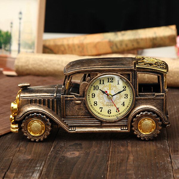 Simulación Reloj Despertador De Coche Antiguo Florero De Lápiz Multifuncional Modelo De Coche Antiguo Decoración Creativa