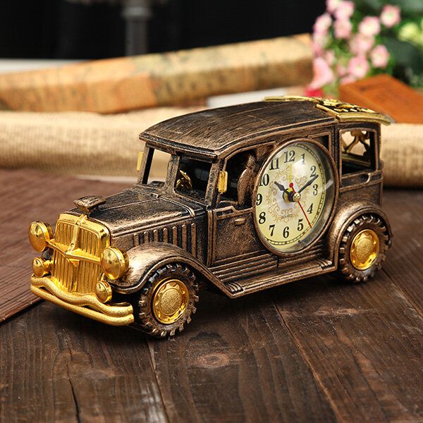 Simulación Reloj Despertador De Coche Antiguo Florero De Lápiz Multifuncional Modelo De Coche Antiguo Decoración Creativa