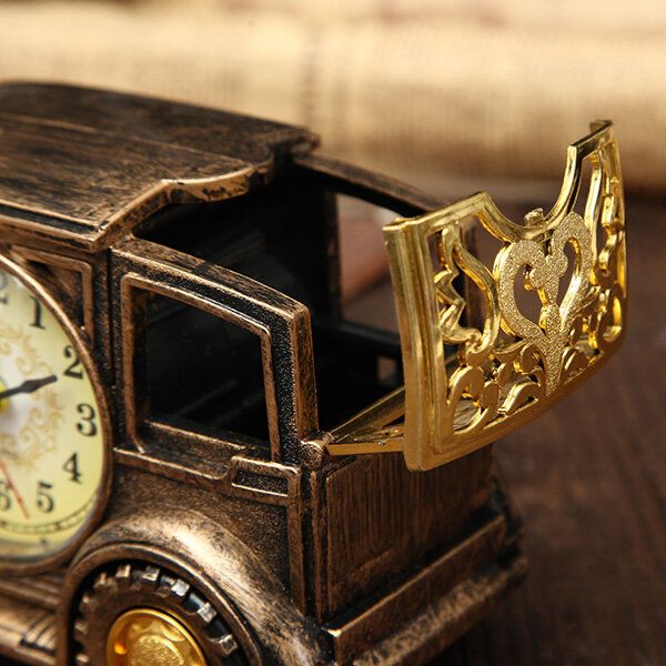 Simulación Reloj Despertador De Coche Antiguo Florero De Lápiz Multifuncional Modelo De Coche Antiguo Decoración Creativa