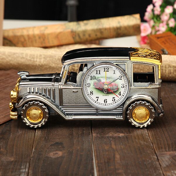 Simulación Reloj Despertador De Coche Antiguo Florero De Lápiz Multifuncional Modelo De Coche Antiguo Decoración Creativa