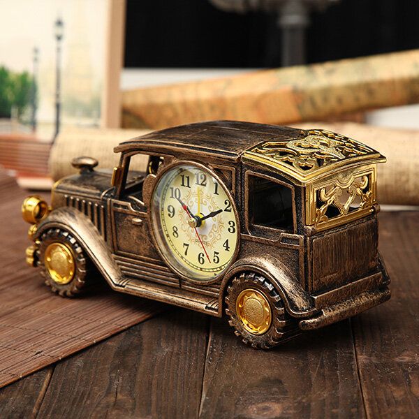 Simulación Reloj Despertador De Coche Antiguo Florero De Lápiz Multifuncional Modelo De Coche Antiguo Decoración Creativa