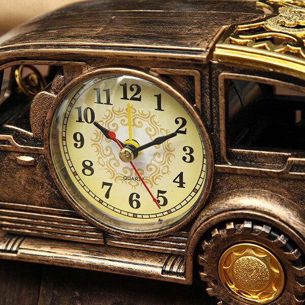 Simulación Reloj Despertador De Coche Antiguo Florero De Lápiz Multifuncional Modelo De Coche Antiguo Decoración Creativa