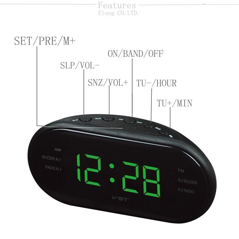 St-3 Led Am Fm Radio Marca Digital Reloj Despertador Retroiluminación Snooze Diseñador Electrónico