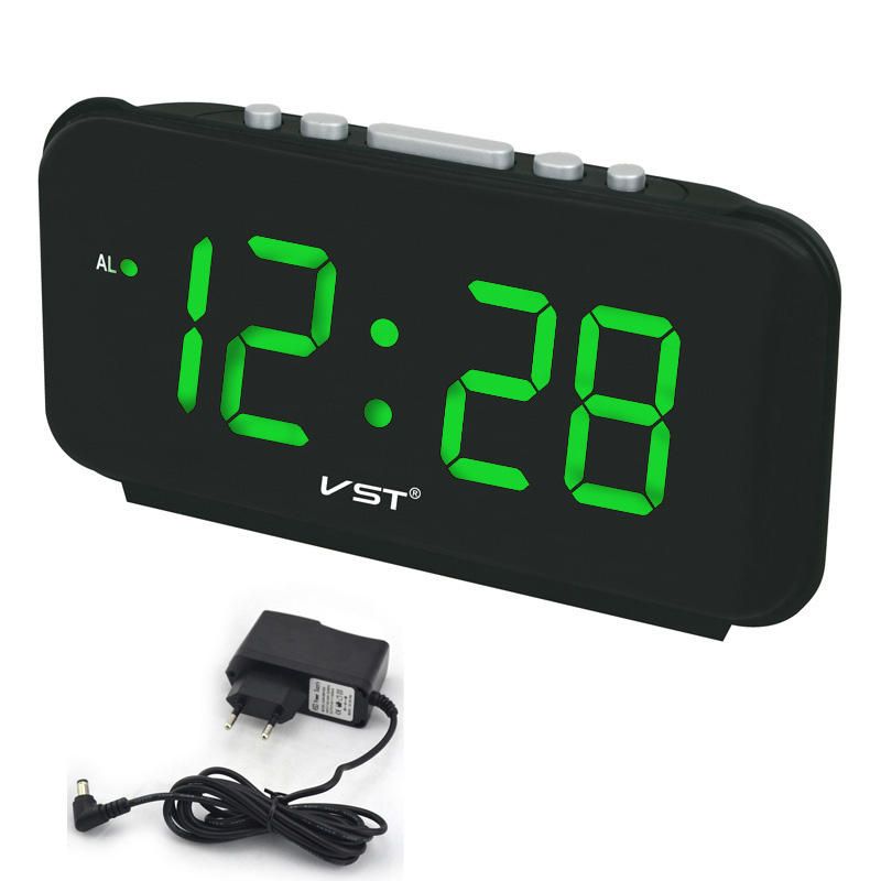 St-4 Despertadores Digitales De Números Grandes Enchufe De La Ue Relojes De Mesa Electrónicos De Alimentación De Ca Con 1.8 Pantalla Led Grande Decoración Para El Hogar Regalo Para Niños