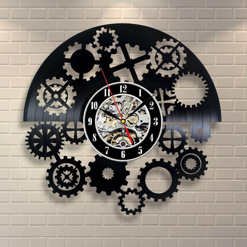 Steampunk Cog Reloj De Pared Engranajes Reloj De Pared Con Disco De Vinilo Decoración De Oficina En Casa