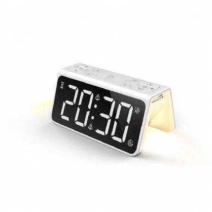 T8 Pantalla Digital Led Multifuncional Espejo Reloj Despertador Carga Usb Sensor Inteligente Luz De Despertador Luz Nocturna Reloj Despertador Para Decoración Del Hogar