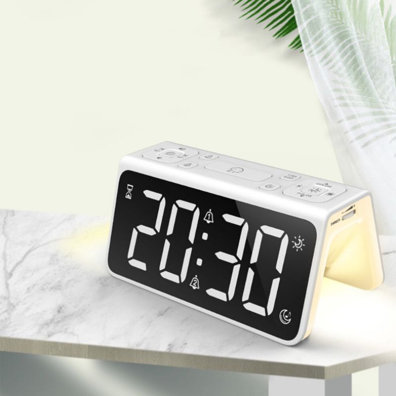 T8 Pantalla Digital Led Multifuncional Espejo Reloj Despertador Carga Usb Sensor Inteligente Luz De Despertador Luz Nocturna Reloj Despertador Para Decoración Del Hogar