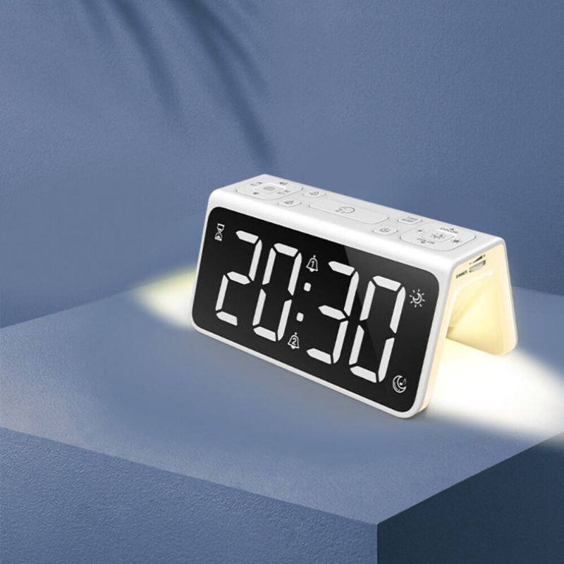 T8 Pantalla Digital Led Multifuncional Espejo Reloj Despertador Carga Usb Sensor Inteligente Luz De Despertador Luz Nocturna Reloj Despertador Para Decoración Del Hogar