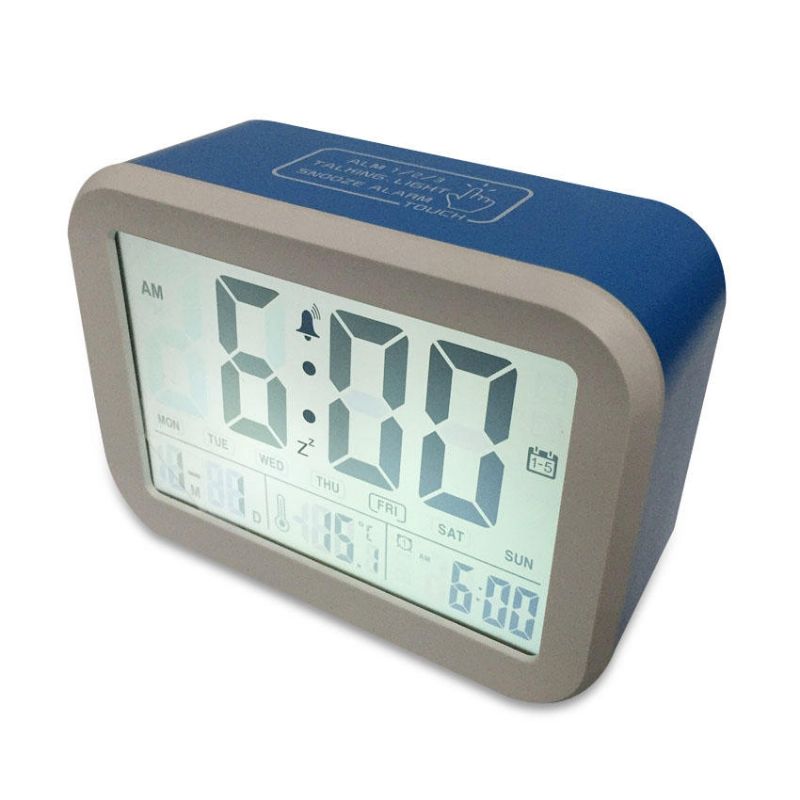 Termómetro Digital Con Luz Nocturna Led Pantalla Lcd Grande Función De Repetición Con Calendario Alarma De Escritorio Reloj Electrónico Para Niños Sensor De Luz Luz Nocturna Mesa De Oficina Reloj Para Estudiantes