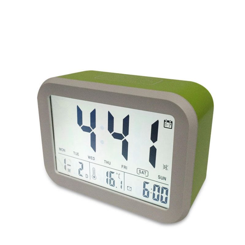 Termómetro Digital Con Luz Nocturna Led Pantalla Lcd Grande Función De Repetición Con Calendario Alarma De Escritorio Reloj Electrónico Para Niños Sensor De Luz Luz Nocturna Mesa De Oficina Reloj Para Estudiantes