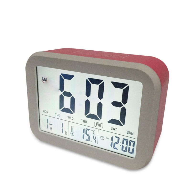 Termómetro Digital Con Luz Nocturna Led Pantalla Lcd Grande Función De Repetición Con Calendario Alarma De Escritorio Reloj Electrónico Para Niños Sensor De Luz Luz Nocturna Mesa De Oficina Reloj Para Estudiantes