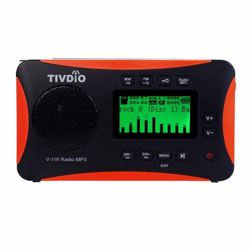 Tivdio V-116 Radio Portátil De Onda Corta Con Transistor Fm Mw Sw Soporte Tarjeta Micro-sd Entrada Aux Reproductor Mp3 Altavoz Receptor Mundial De Alarma Tarjeta Sd Usb Temporizador De Apagado Reloj Despertador Libro Electrónico Calendario