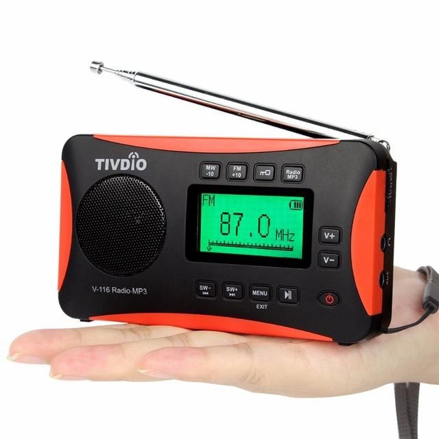 Tivdio V-116 Radio Portátil De Onda Corta Con Transistor Fm Mw Sw Soporte Tarjeta Micro-sd Entrada Aux Reproductor Mp3 Altavoz Receptor Mundial De Alarma Tarjeta Sd Usb Temporizador De Apagado Reloj Despertador Libro Electrónico Calendario