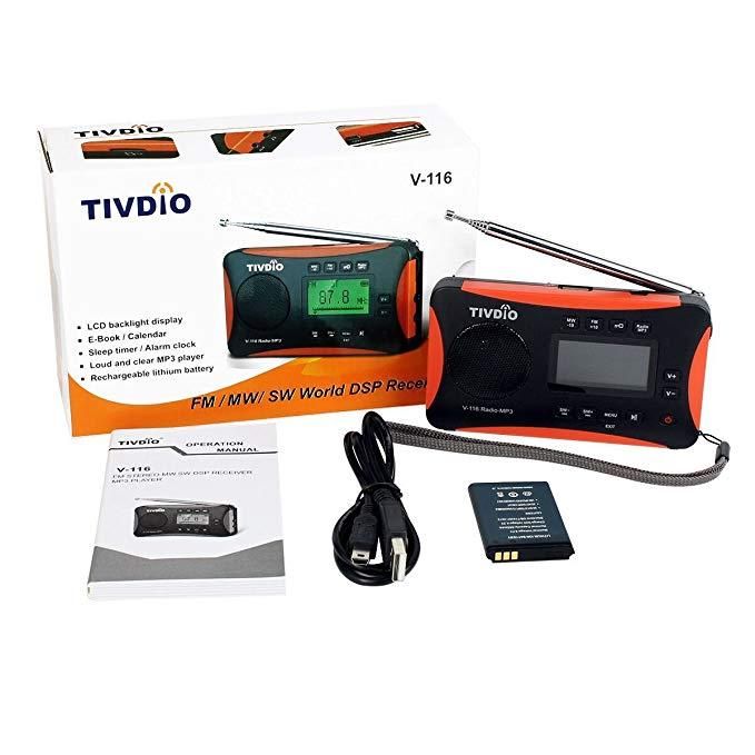 Tivdio V-116 Radio Portátil De Onda Corta Con Transistor Fm Mw Sw Soporte Tarjeta Micro-sd Entrada Aux Reproductor Mp3 Altavoz Receptor Mundial De Alarma Tarjeta Sd Usb Temporizador De Apagado Reloj Despertador Libro Electrónico Calendario