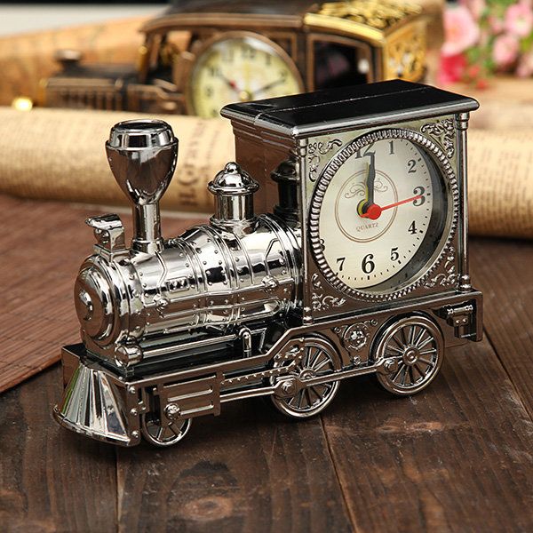 Tren Retro Reloj Despertador Creativo Simulación Vintage Tren De Vapor Reloj Despertador De Cuarzo Decoración Regalo