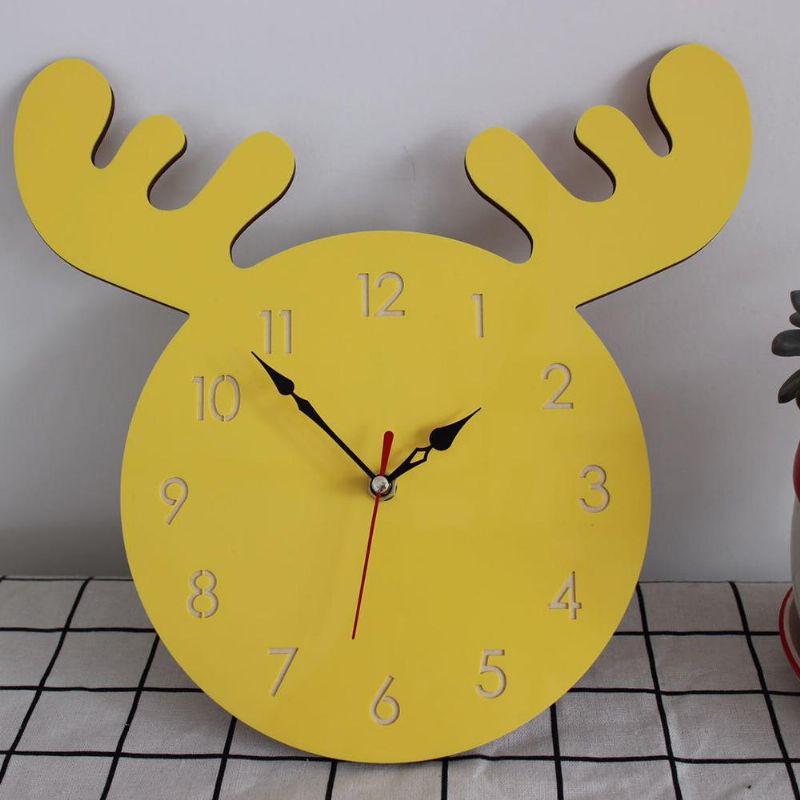 Wapiti Head Reloj De Pared Creativo Sala De Estar Reloj Para Niños De Dibujos Animados En Casa