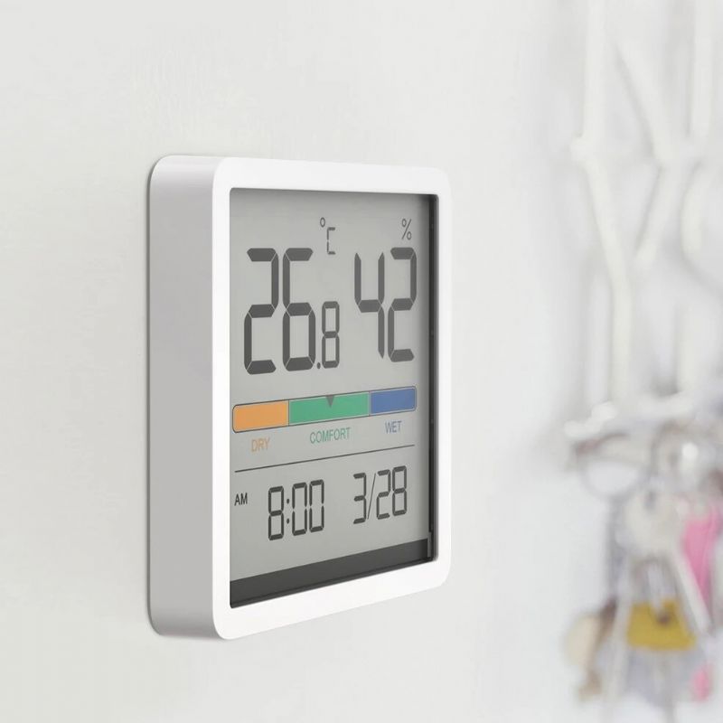 Xiaomi Miiiw Silencio Temperatura Humedad Reloj Higrómetro Digital Despertador Termómetro Interior Monitor De Humedad Hogar Inteligente Con Pantalla Lcd Enorme De 3.34 Pulgadas