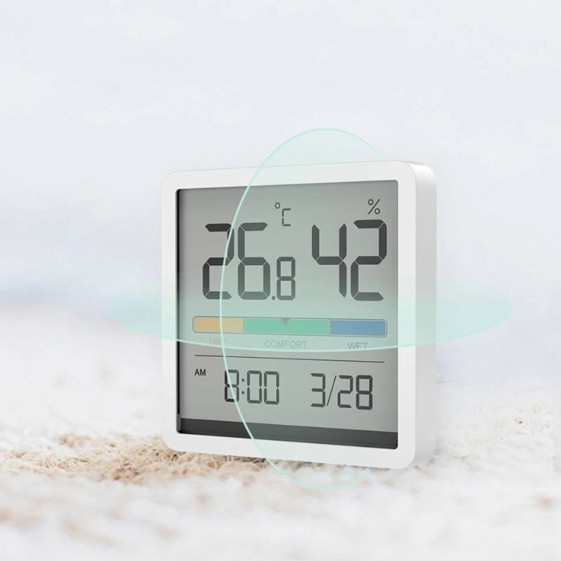 Xiaomi Miiiw Silencio Temperatura Humedad Reloj Higrómetro Digital Despertador Termómetro Interior Monitor De Humedad Hogar Inteligente Con Pantalla Lcd Enorme De 3.34 Pulgadas