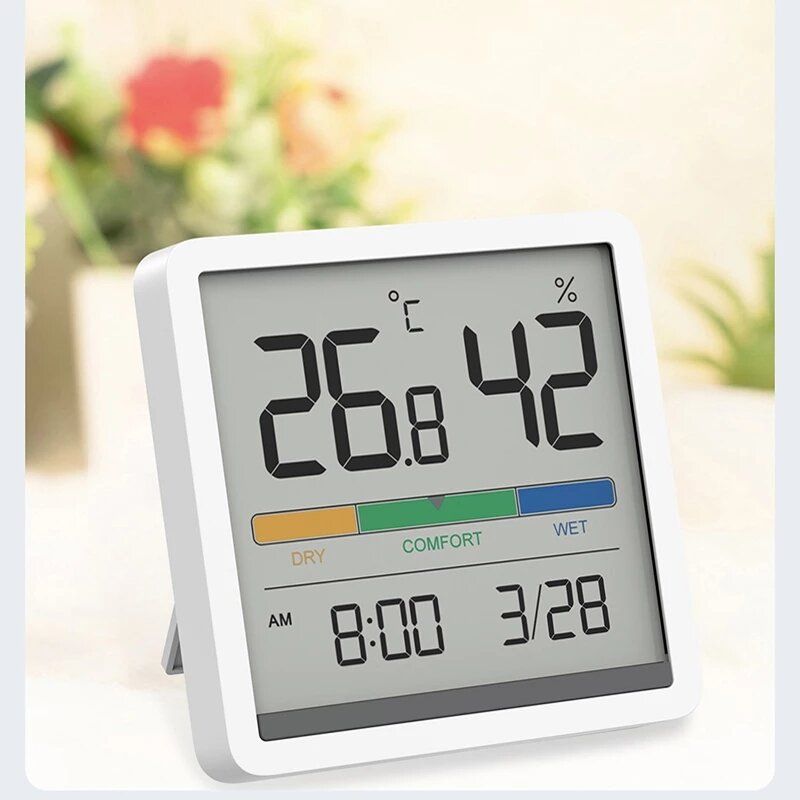 Xiaomi Miiiw Silencio Temperatura Humedad Reloj Higrómetro Digital Despertador Termómetro Interior Monitor De Humedad Hogar Inteligente Con Pantalla Lcd Enorme De 3.34 Pulgadas