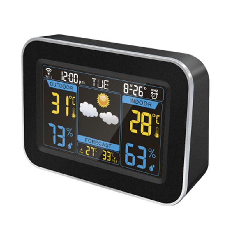 Yuihome F-100 Pantalla A Color Creativa Wifi Temperatura Humedad Reloj Temporización Automática Reloj Despertador Electrónico Reloj De Pronóstico Del Tiempo