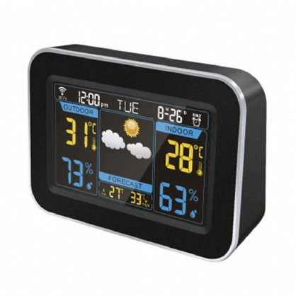 Yuihome F-100 Pantalla A Color Creativa Wifi Temperatura Humedad Reloj Temporización Automática Reloj Despertador Electrónico Reloj De Pronóstico Del Tiempo