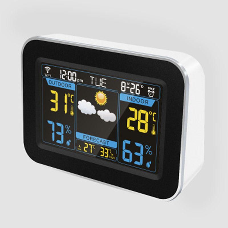 Yuihome F-100 Pantalla A Color Creativa Wifi Temperatura Humedad Reloj Temporización Automática Reloj Despertador Electrónico Reloj De Pronóstico Del Tiempo