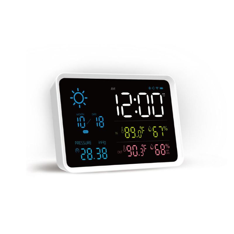 Yuihome Interior Exterior Estación Meteorológica Digital Pantalla De Temperatura Y Humedad Presión Atmosférica Pronóstico Del Tiempo Reloj Despertador De