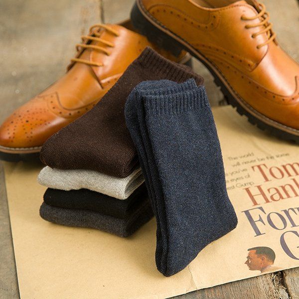 5 Colores Calcetines De Felpa Cálidos Gruesos De Invierno Calcetines De Algodón De Color Sólido Informal Para Hombre