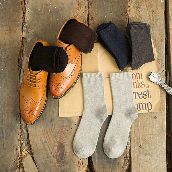 5 Colores Calcetines De Felpa Cálidos Gruesos De Invierno Calcetines De Algodón De Color Sólido Informal Para Hombre