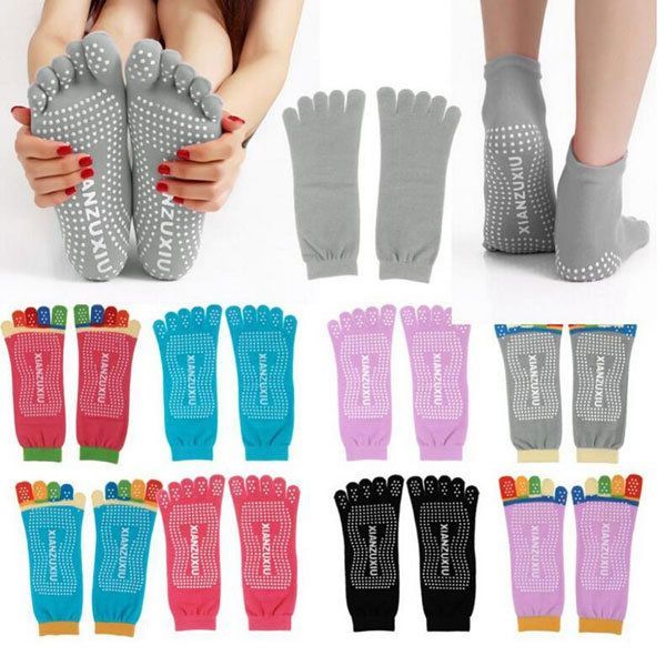 Calcetines Antideslizantes De Yoga Con Cinco Dedos Coloridos Para Mujer Gimnasio Ejercicio Fitness Deportes Pilates Cómodo