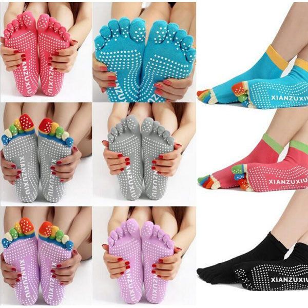 Calcetines Antideslizantes De Yoga Con Cinco Dedos Coloridos Para Mujer Gimnasio Ejercicio Fitness Deportes Pilates Cómodo