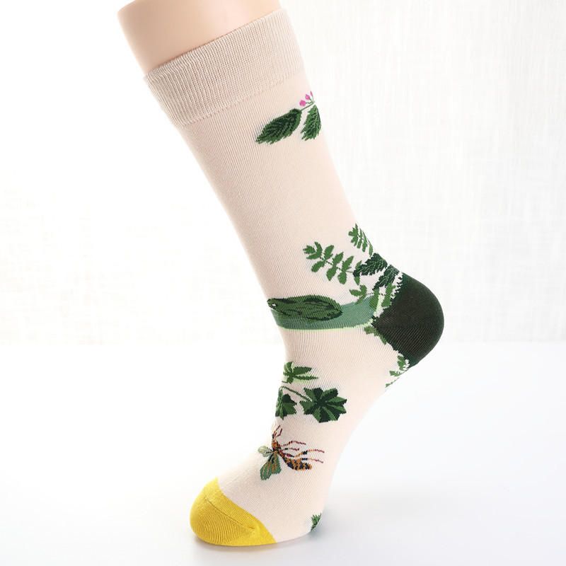 Calcetines De Moda Con Ilustración De Pájaros Y Flores De Tulipanes De Paloma Para Hombre