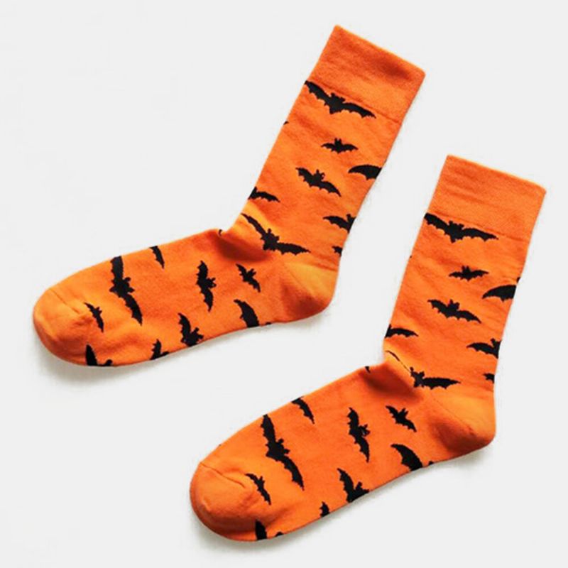 Calcetines De Pareja De Halloween Calcetines De Tubo De Calabaza De Algodón