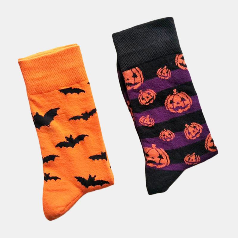 Calcetines De Pareja De Halloween Calcetines De Tubo De Calabaza De Algodón