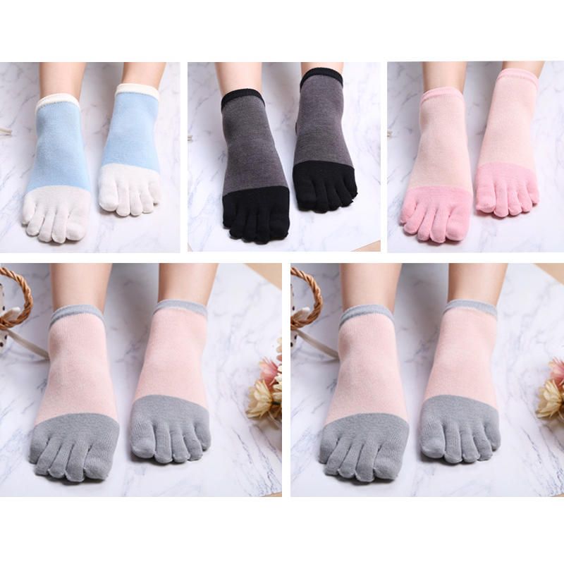 Calcetines Simples De Cinco Dedos Para Mujeres Y Niñas Conjunto De 5 Pares De Calcetines Tobilleros