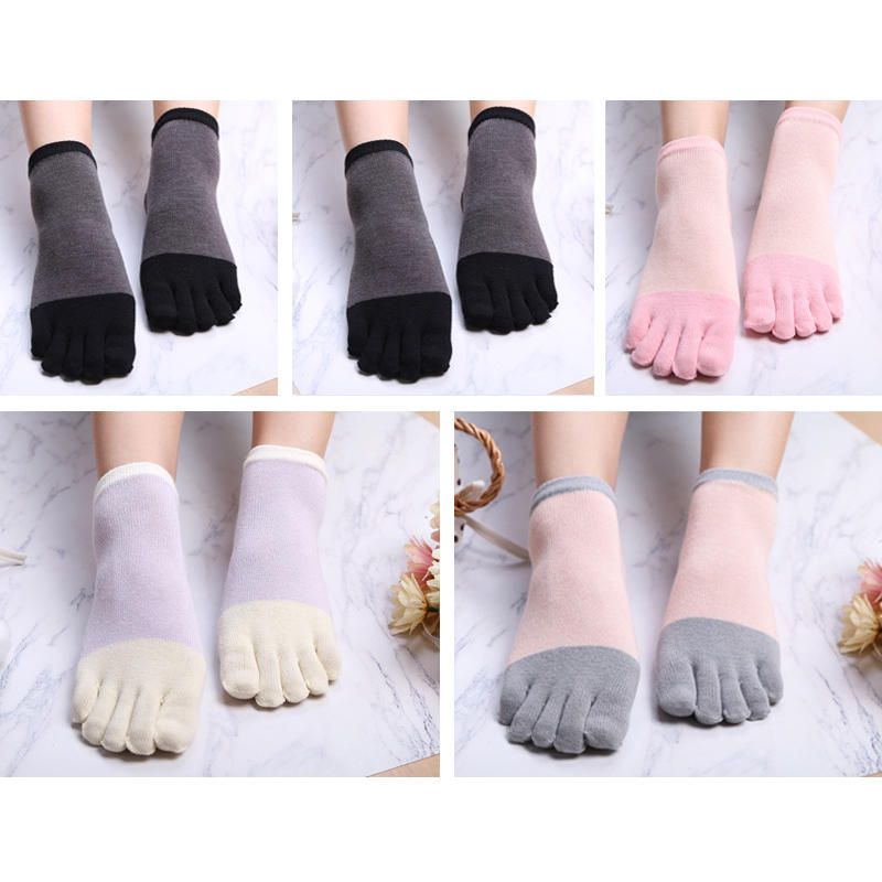 Calcetines Simples De Cinco Dedos Para Mujeres Y Niñas Conjunto De 5 Pares De Calcetines Tobilleros