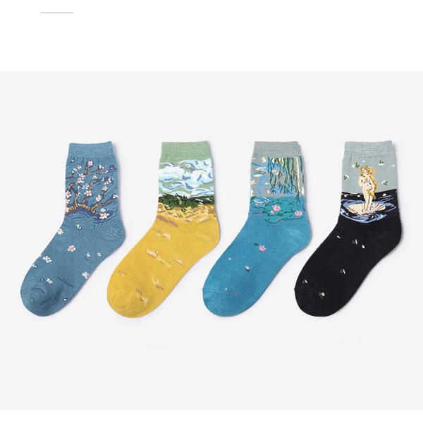 Calcetines De Tobillo Con Patrón De Arte Transpirable De Algodón Para Hombres Y Mujeres Calcetines De Sudor Absorbentes Informales