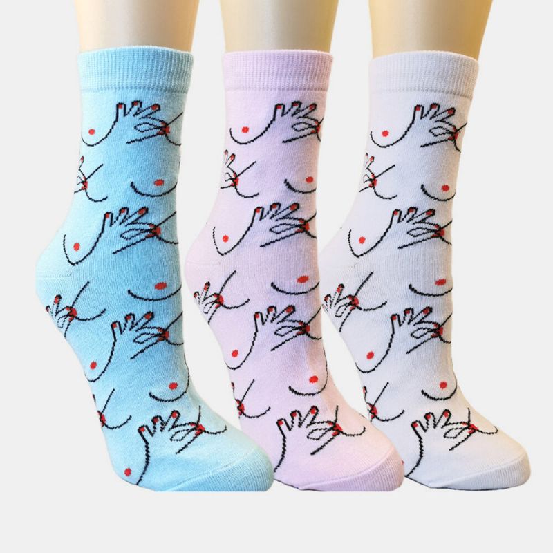 Calcetines De Tubo Absorbentes De Sudor Transpirables Con Patrón Divertido De Personalidad De Algodón Para Mujer