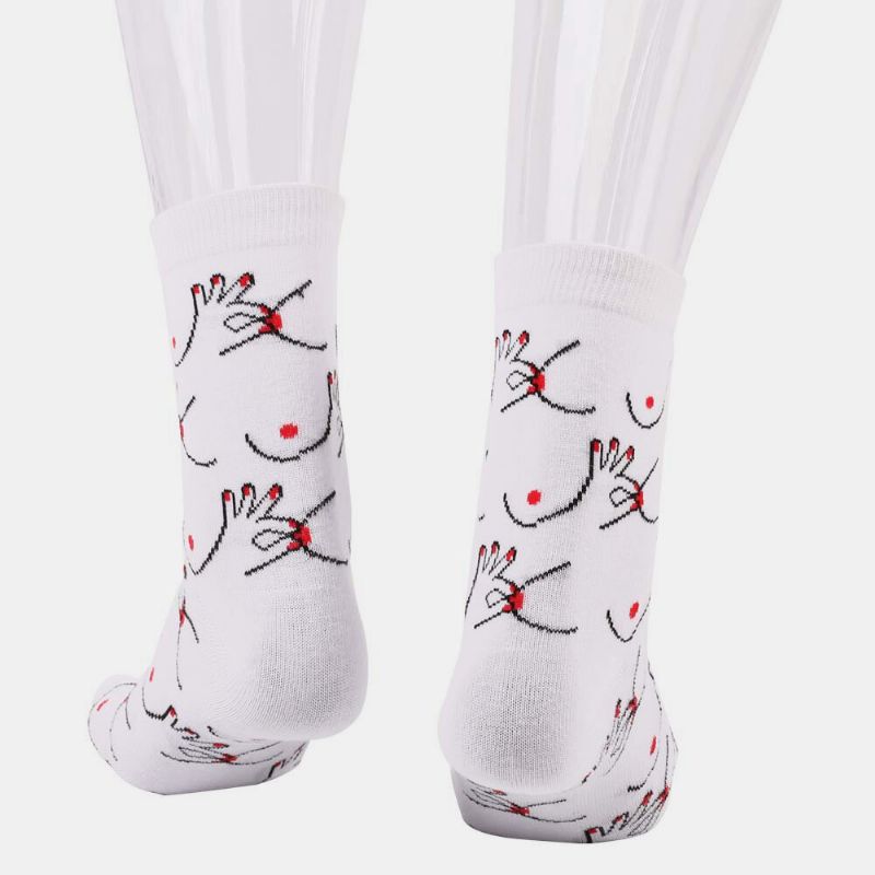 Calcetines De Tubo Absorbentes De Sudor Transpirables Con Patrón Divertido De Personalidad De Algodón Para Mujer